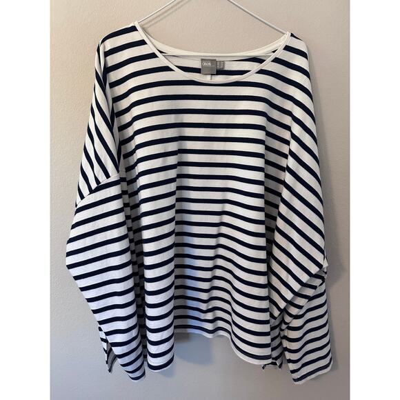 Asos womens size 24 navy blue and white stripped sailor style long sleeve shirt - Picture 1 of 5